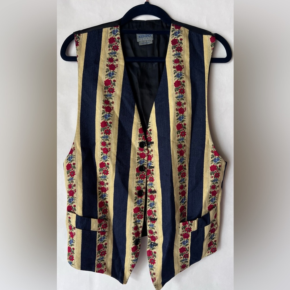Kenzo Silk Striped‎ Floral Vest size Medium
